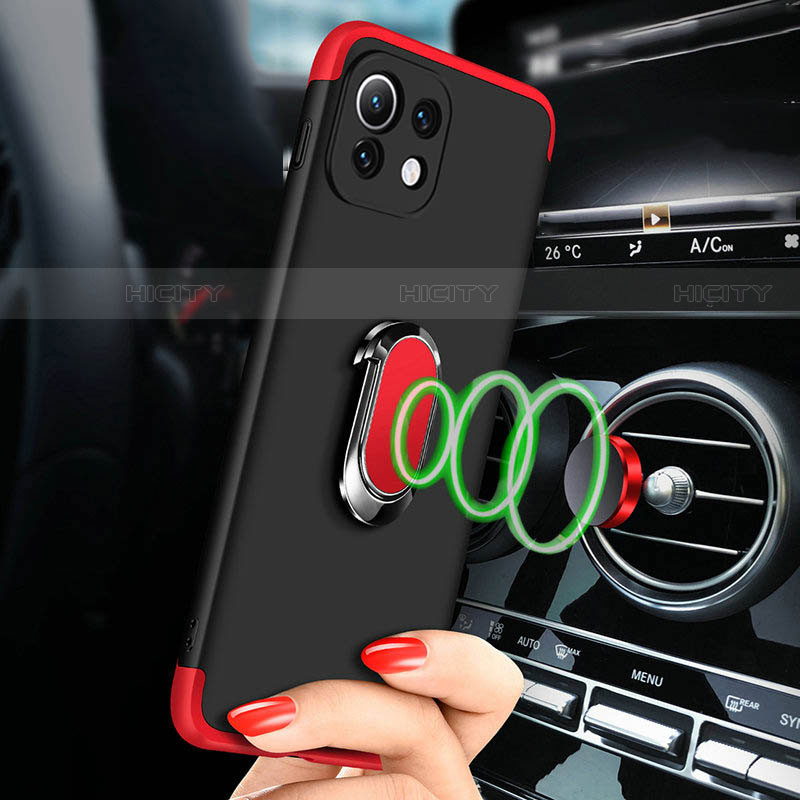 Funda Dura Plastico Rigida Carcasa Mate con Magnetico Anillo de dedo Soporte P02 para Xiaomi Mi 11 5G