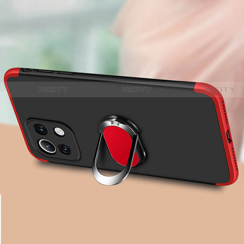 Funda Dura Plastico Rigida Carcasa Mate con Magnetico Anillo de dedo Soporte P02 para Xiaomi Mi 11 Lite 5G NE