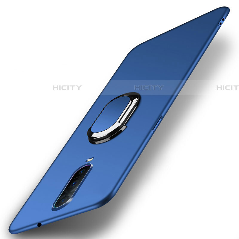 Funda Dura Plastico Rigida Carcasa Mate con Magnetico Anillo de dedo Soporte P03 para Oppo RX17 Pro Azul