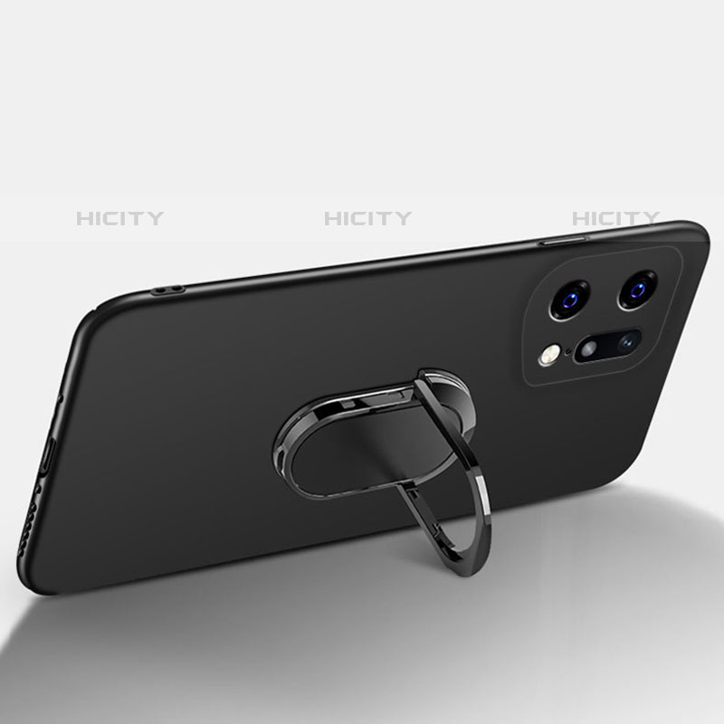 Funda Dura Plastico Rigida Carcasa Mate con Magnetico Anillo de dedo Soporte para Oppo Find X5 Pro 5G