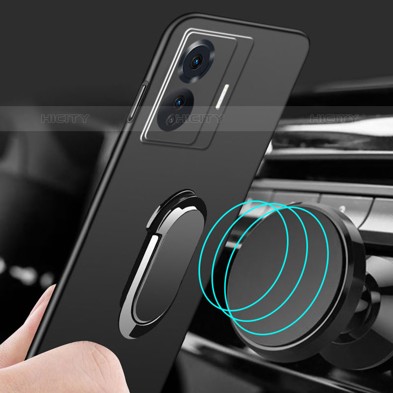 Funda Dura Plastico Rigida Carcasa Mate con Magnetico Anillo de dedo Soporte S01 para Vivo iQOO Z6 Pro 5G