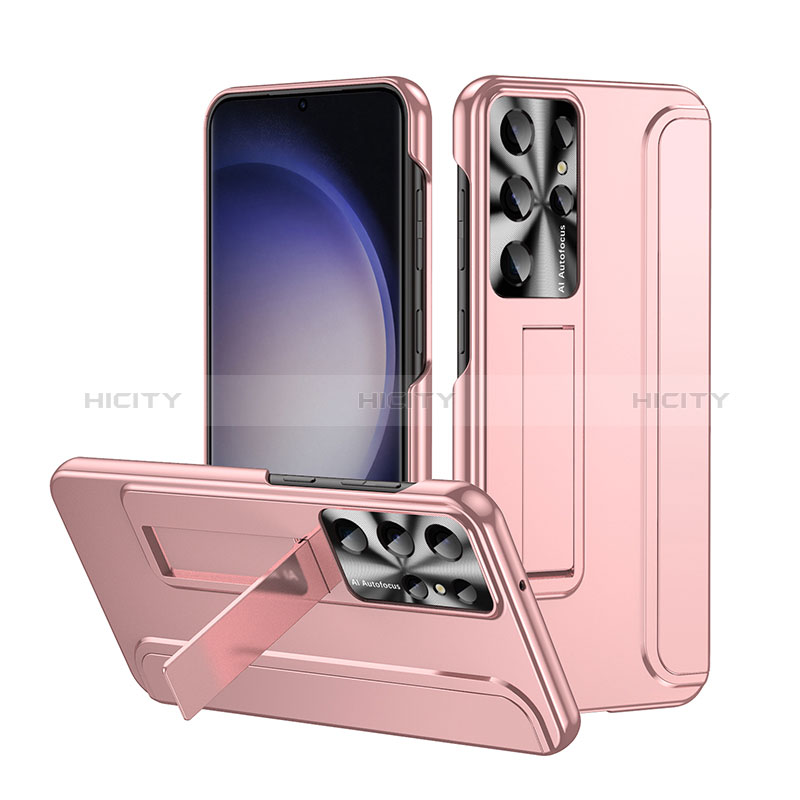 Funda Dura Plastico Rigida Carcasa Mate con Soporte ZL2 para Samsung Galaxy S23 Ultra 5G Oro Rosa