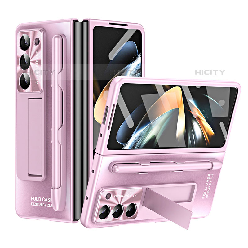 Funda Dura Plastico Rigida Carcasa Mate con Soporte ZL2 para Samsung Galaxy Z Fold5 5G Oro Rosa