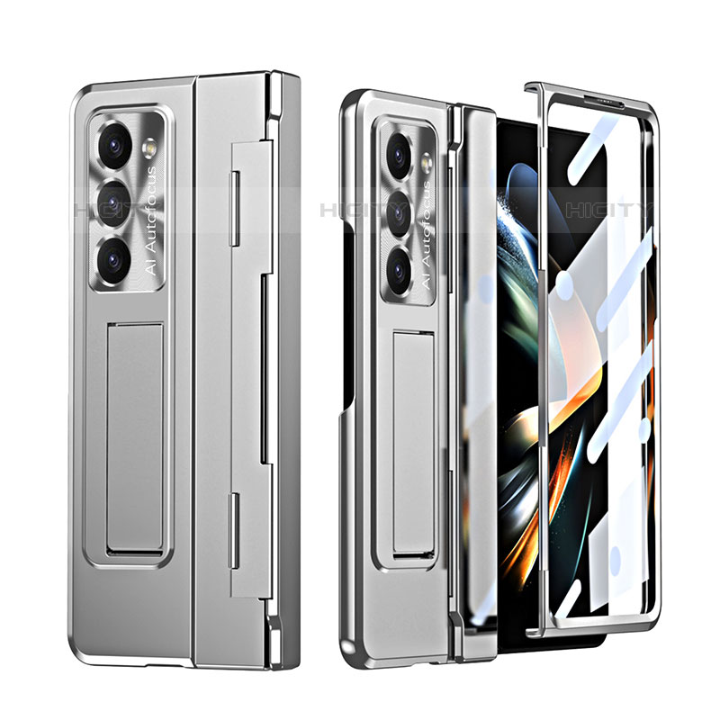 Funda Dura Plastico Rigida Carcasa Mate con Soporte ZL3 para Samsung Galaxy Z Fold5 5G Plata