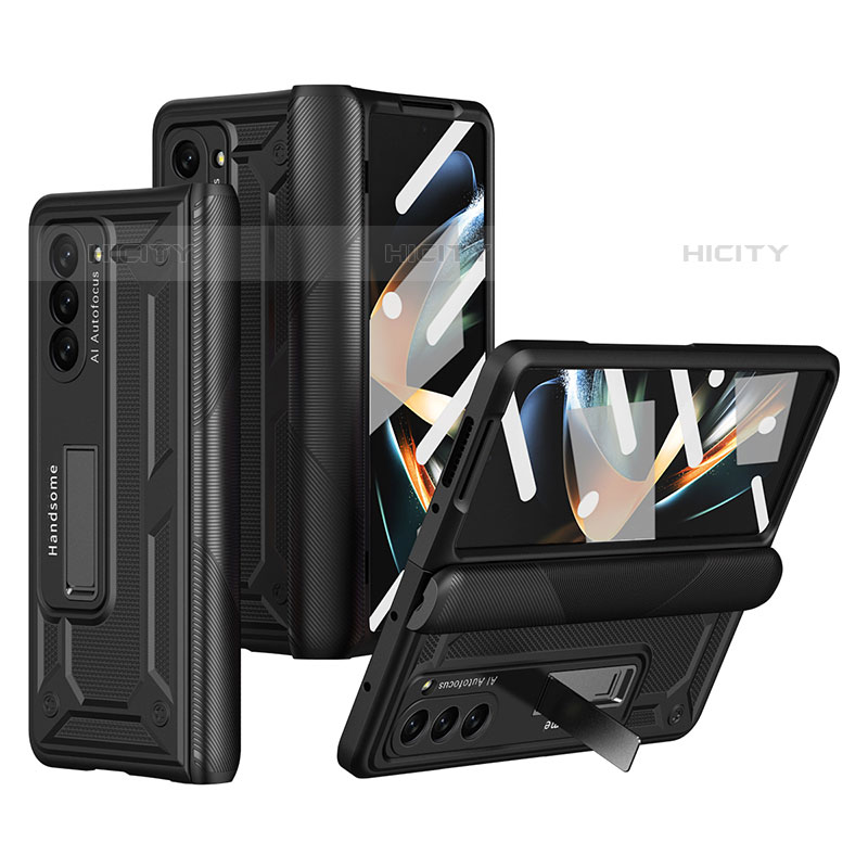 Funda Dura Plastico Rigida Carcasa Mate con Soporte ZL4 para Samsung Galaxy Z Fold5 5G Negro