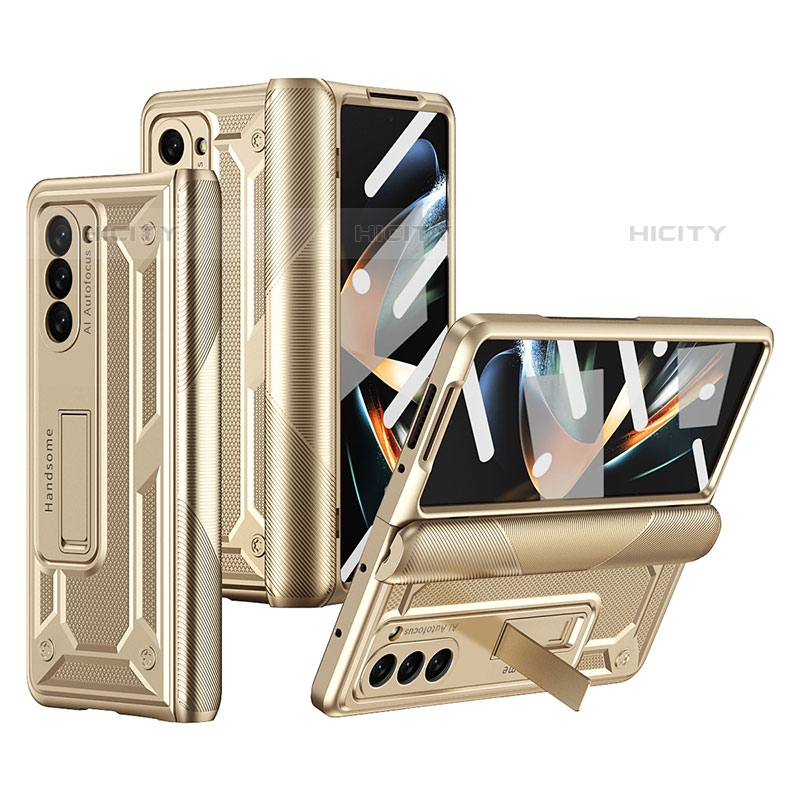 Funda Dura Plastico Rigida Carcasa Mate con Soporte ZL4 para Samsung Galaxy Z Fold5 5G Oro