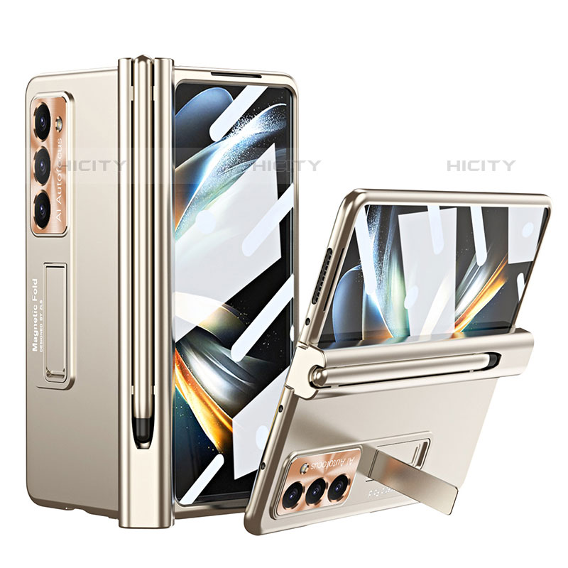 Funda Dura Plastico Rigida Carcasa Mate con Soporte ZL5 para Samsung Galaxy Z Fold5 5G Oro