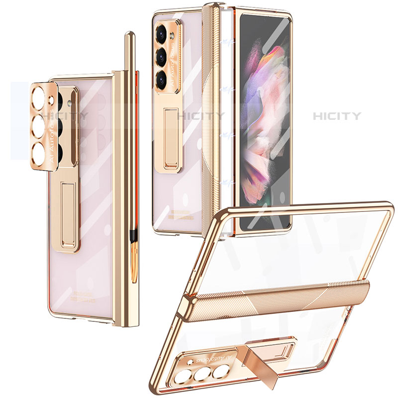 Funda Dura Plastico Rigida Carcasa Mate con Soporte ZL8 para Samsung Galaxy Z Fold5 5G Oro