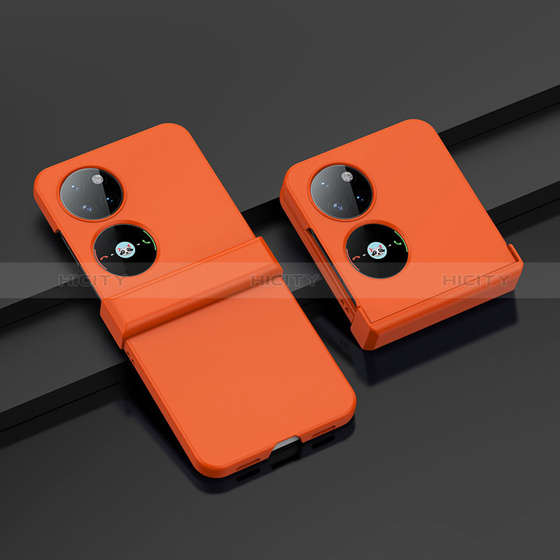 Funda Dura Plastico Rigida Carcasa Mate Frontal y Trasera 360 Grados BH1 para Huawei P50 Pocket Naranja