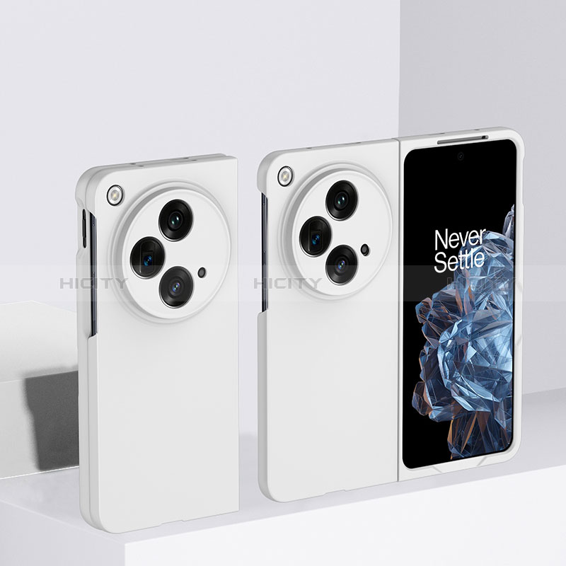 Funda Dura Plastico Rigida Carcasa Mate Frontal y Trasera 360 Grados BH1 para OnePlus Open 5G Blanco