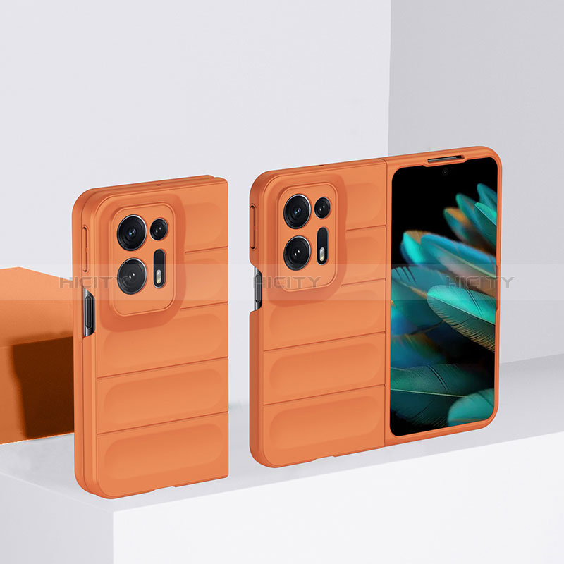 Funda Dura Plastico Rigida Carcasa Mate Frontal y Trasera 360 Grados BH1 para Oppo Find N2 5G Naranja