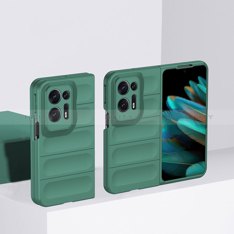 Funda Dura Plastico Rigida Carcasa Mate Frontal y Trasera 360 Grados BH1 para Oppo Find N2 5G Verde