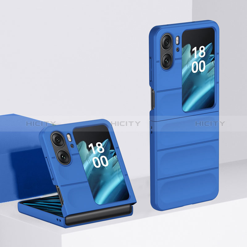 Funda Dura Plastico Rigida Carcasa Mate Frontal y Trasera 360 Grados BH1 para Oppo Find N2 Flip 5G Azul