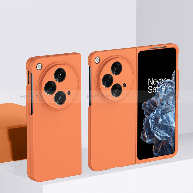 Funda Dura Plastico Rigida Carcasa Mate Frontal y Trasera 360 Grados BH1 para Oppo Find N3 5G Naranja