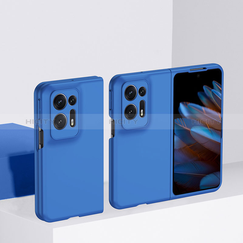 Funda Dura Plastico Rigida Carcasa Mate Frontal y Trasera 360 Grados BH2 para Oppo Find N2 5G Azul