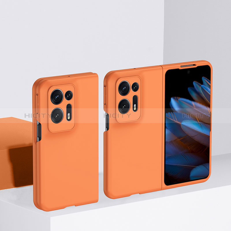 Funda Dura Plastico Rigida Carcasa Mate Frontal y Trasera 360 Grados BH2 para Oppo Find N2 5G Naranja