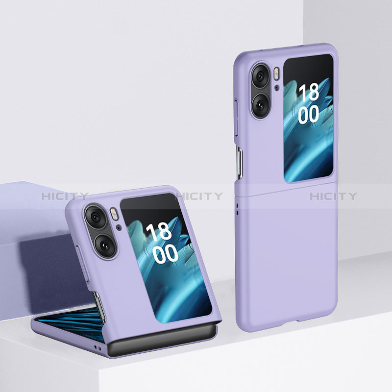 Funda Dura Plastico Rigida Carcasa Mate Frontal y Trasera 360 Grados BH2 para Oppo Find N2 Flip 5G Morado