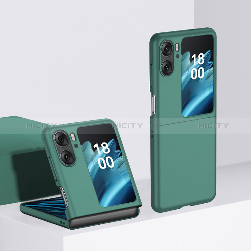 Funda Dura Plastico Rigida Carcasa Mate Frontal y Trasera 360 Grados BH2 para Oppo Find N2 Flip 5G Verde