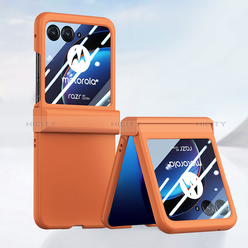 Funda Dura Plastico Rigida Carcasa Mate Frontal y Trasera 360 Grados BH3 para Motorola Moto Razr 40 Ultra 5G Naranja