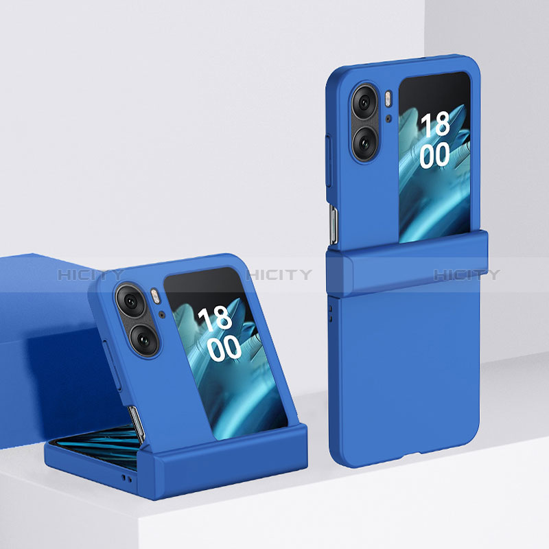 Funda Dura Plastico Rigida Carcasa Mate Frontal y Trasera 360 Grados BH3 para Oppo Find N2 Flip 5G Azul