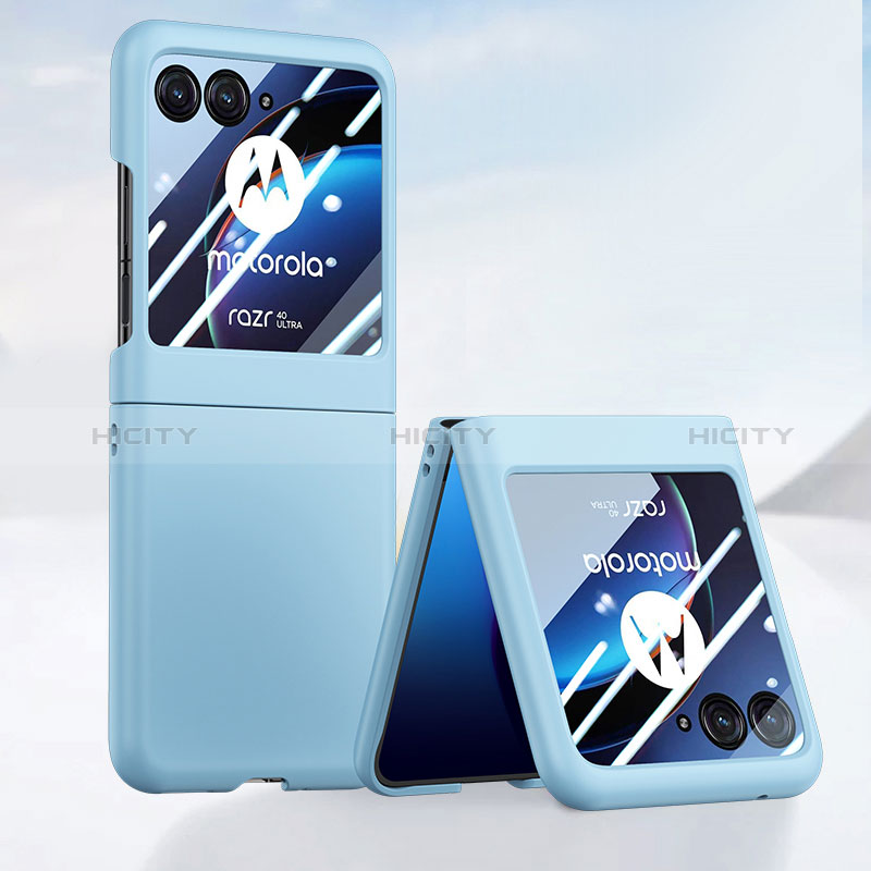 Funda Dura Plastico Rigida Carcasa Mate Frontal y Trasera 360 Grados BH4 para Motorola Moto Razr 40 Ultra 5G Azul Claro