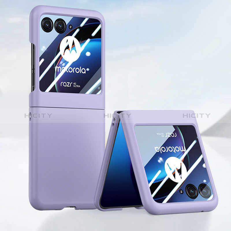 Funda Dura Plastico Rigida Carcasa Mate Frontal y Trasera 360 Grados BH4 para Motorola Moto Razr 40 Ultra 5G Morado