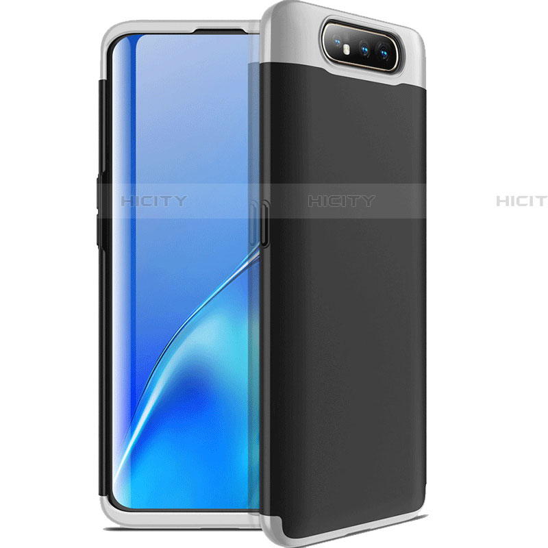 Funda Dura Plastico Rigida Carcasa Mate Frontal y Trasera 360 Grados C01 para Samsung Galaxy A80 Plata y Negro