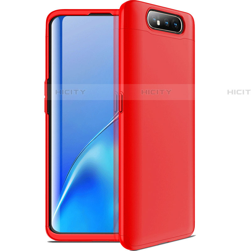 Funda Dura Plastico Rigida Carcasa Mate Frontal y Trasera 360 Grados C01 para Samsung Galaxy A80 Rojo