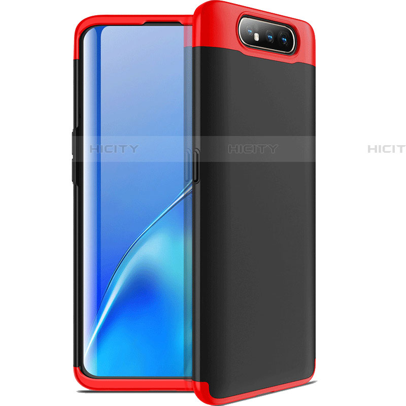 Funda Dura Plastico Rigida Carcasa Mate Frontal y Trasera 360 Grados C01 para Samsung Galaxy A80 Rojo y Negro