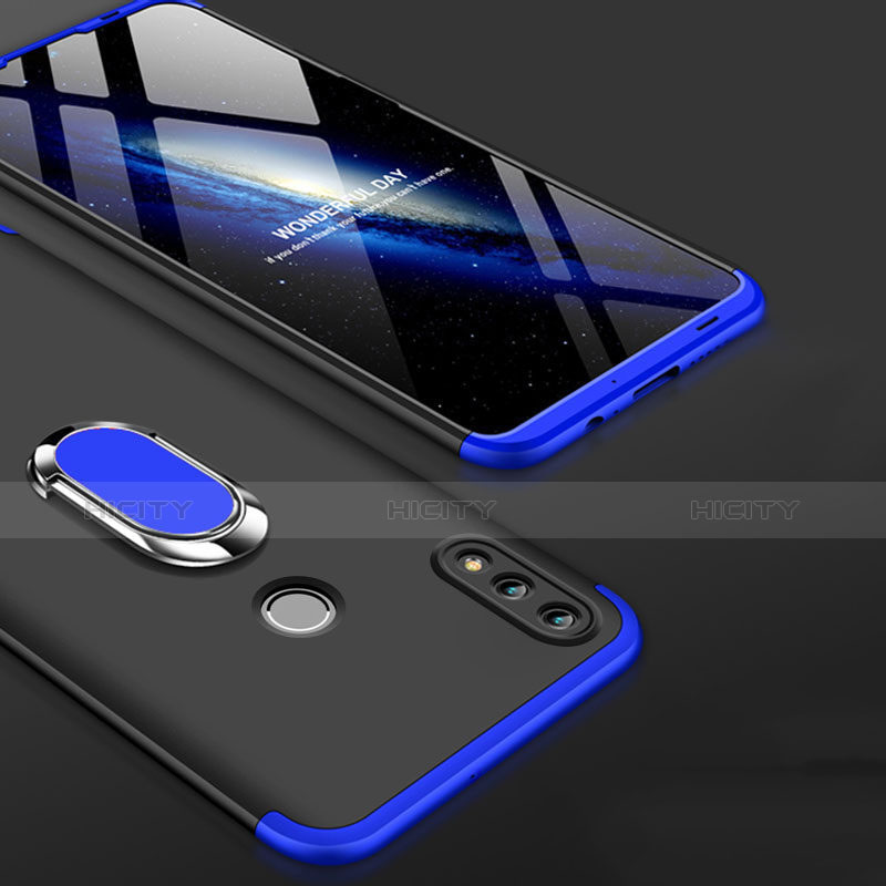 Funda Dura Plastico Rigida Carcasa Mate Frontal y Trasera 360 Grados con Anillo de dedo Soporte para Huawei Honor 10 Lite Azul y Negro