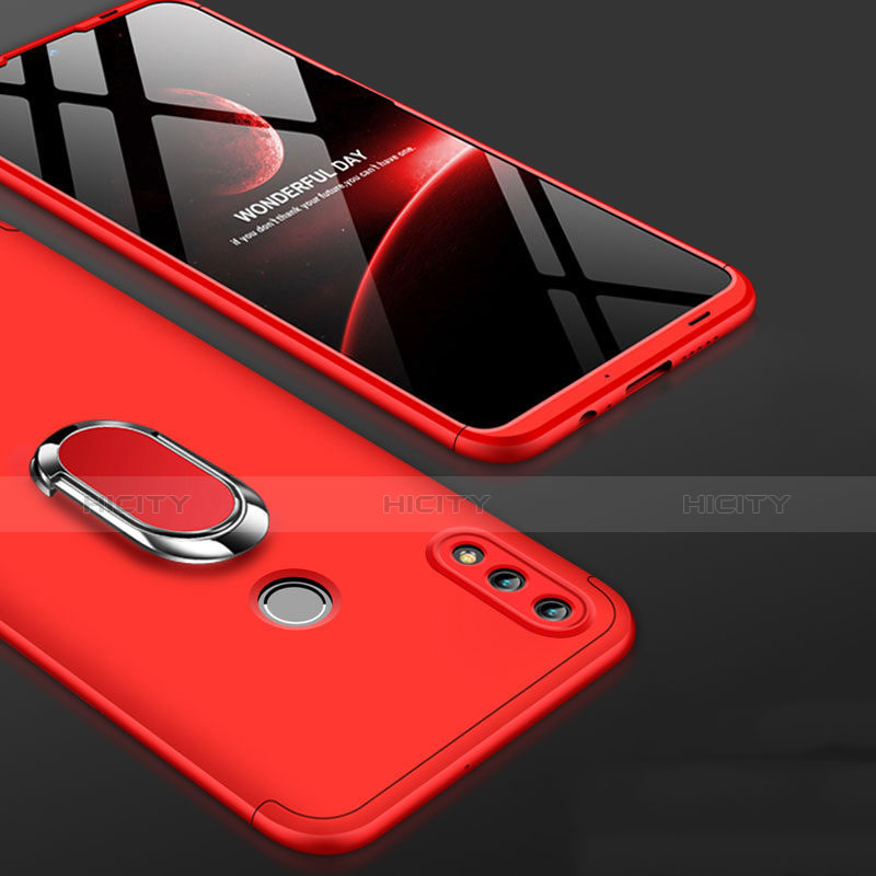 Funda Dura Plastico Rigida Carcasa Mate Frontal y Trasera 360 Grados con Anillo de dedo Soporte para Huawei Honor 10 Lite Rojo