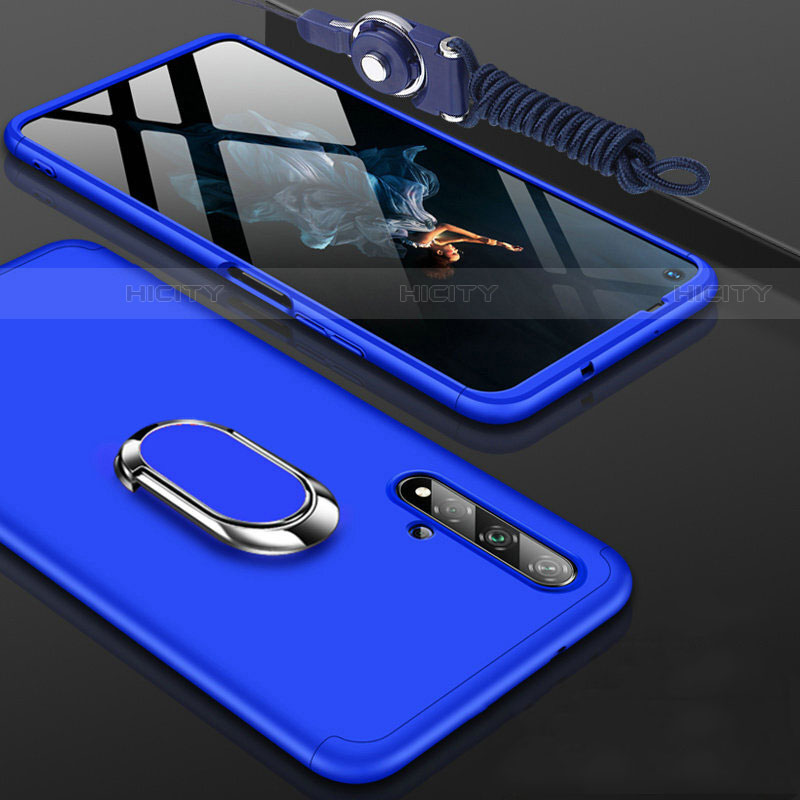 Funda Dura Plastico Rigida Carcasa Mate Frontal y Trasera 360 Grados con Anillo de dedo Soporte para Huawei Nova 5T Azul