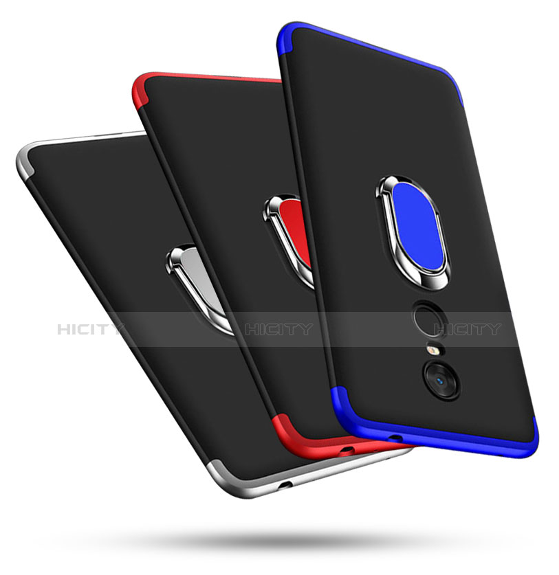 Funda Dura Plastico Rigida Carcasa Mate Frontal y Trasera 360 Grados con Anillo de dedo Soporte para Xiaomi Redmi Note 5 Indian Version