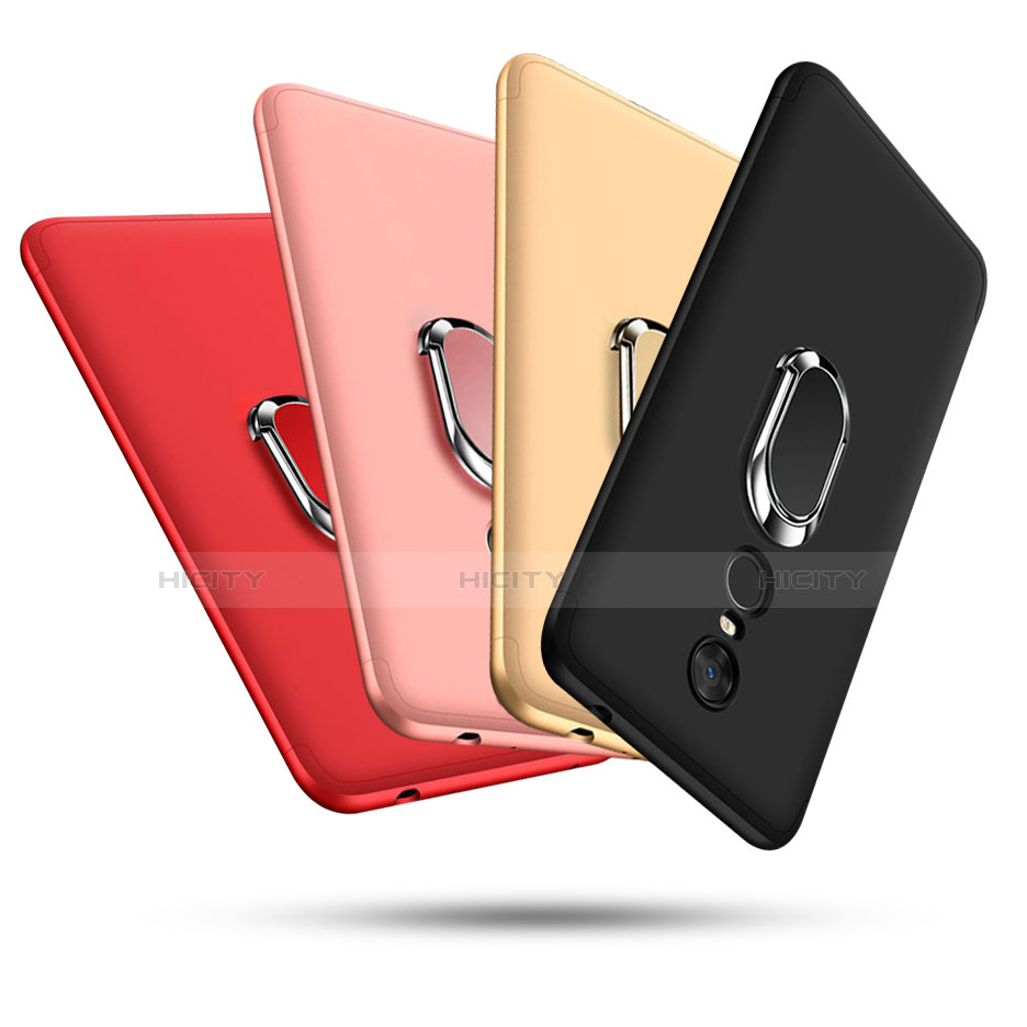 Funda Dura Plastico Rigida Carcasa Mate Frontal y Trasera 360 Grados con Anillo de dedo Soporte para Xiaomi Redmi Note 5 Indian Version