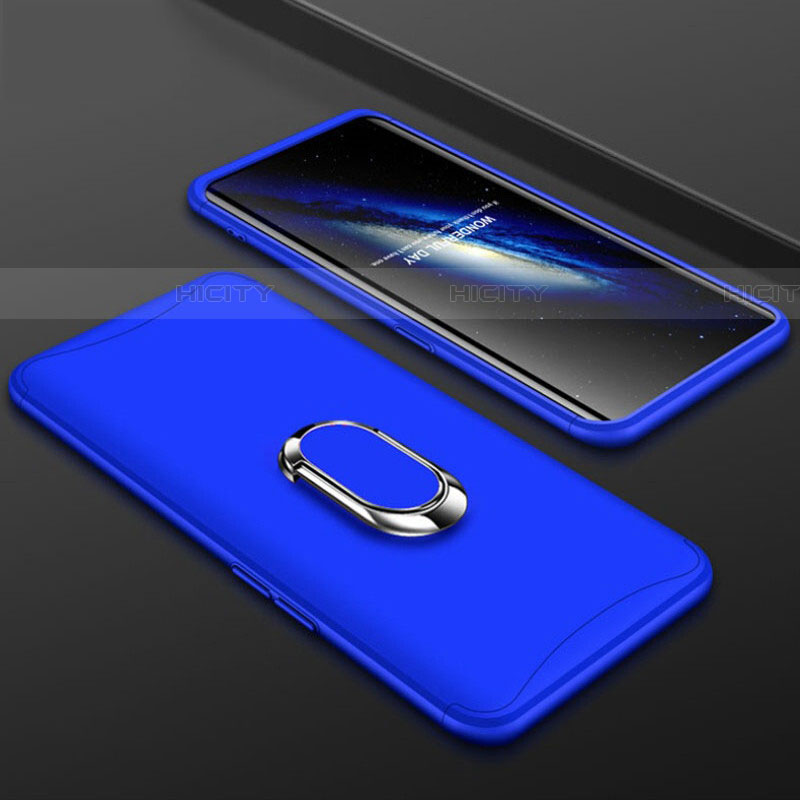 Funda Dura Plastico Rigida Carcasa Mate Frontal y Trasera 360 Grados con Anillo de dedo Soporte S01 para Oppo Find X