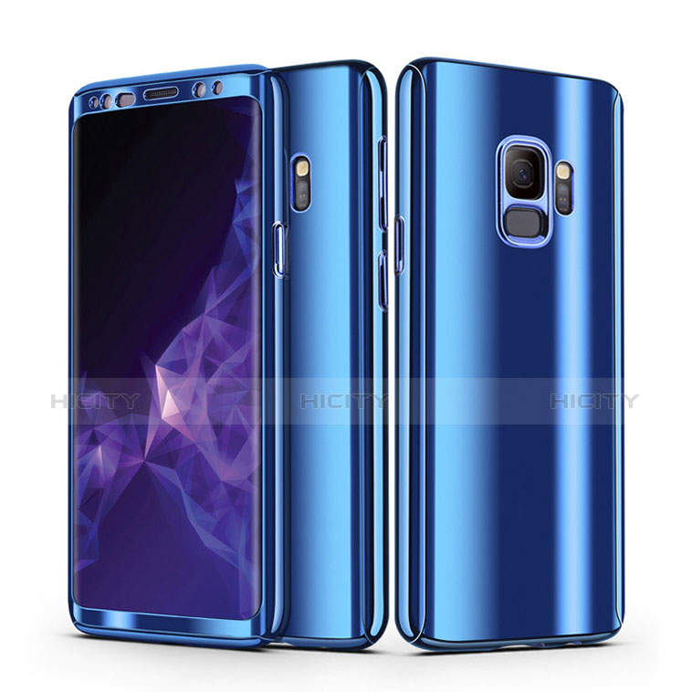 Funda Dura Plastico Rigida Carcasa Mate Frontal y Trasera 360 Grados Cover para Samsung Galaxy S9 Azul