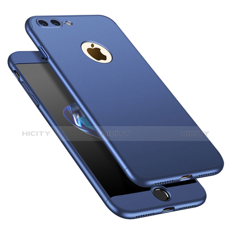 Funda Dura Plastico Rigida Carcasa Mate Frontal y Trasera 360 Grados M01 para Apple iPhone 7 Plus Azul