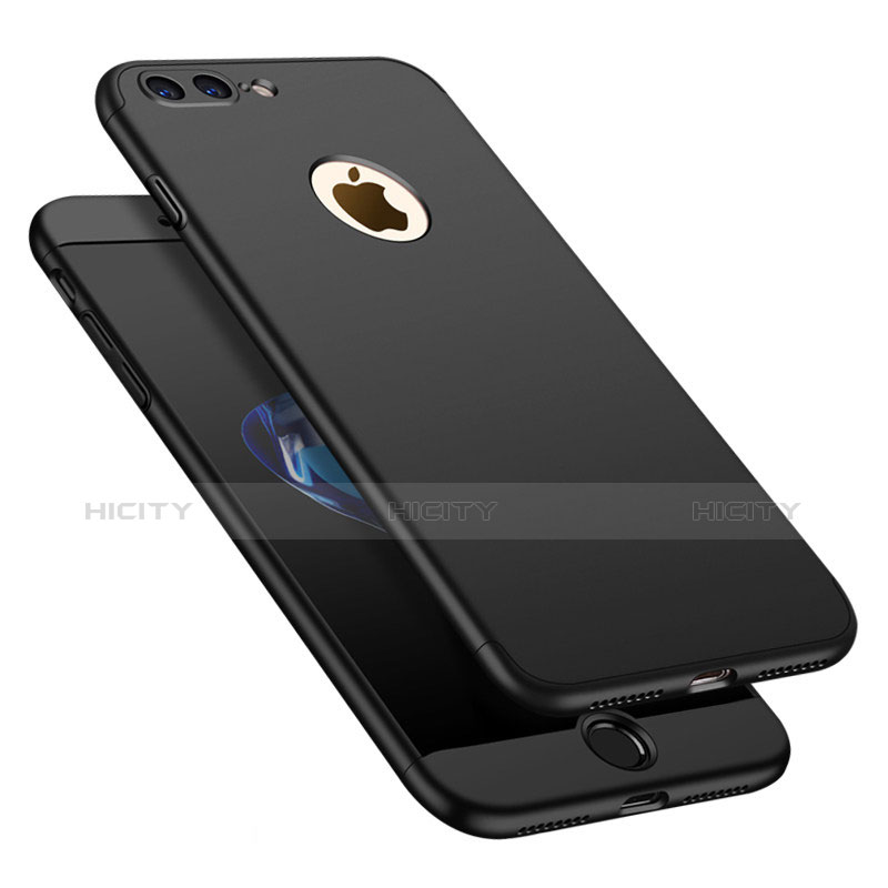 Funda Dura Plastico Rigida Carcasa Mate Frontal y Trasera 360 Grados M01 para Apple iPhone 7 Plus Negro