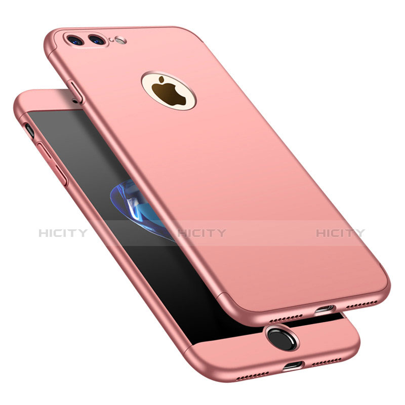 Funda Dura Plastico Rigida Carcasa Mate Frontal y Trasera 360 Grados M01 para Apple iPhone 7 Plus Oro Rosa