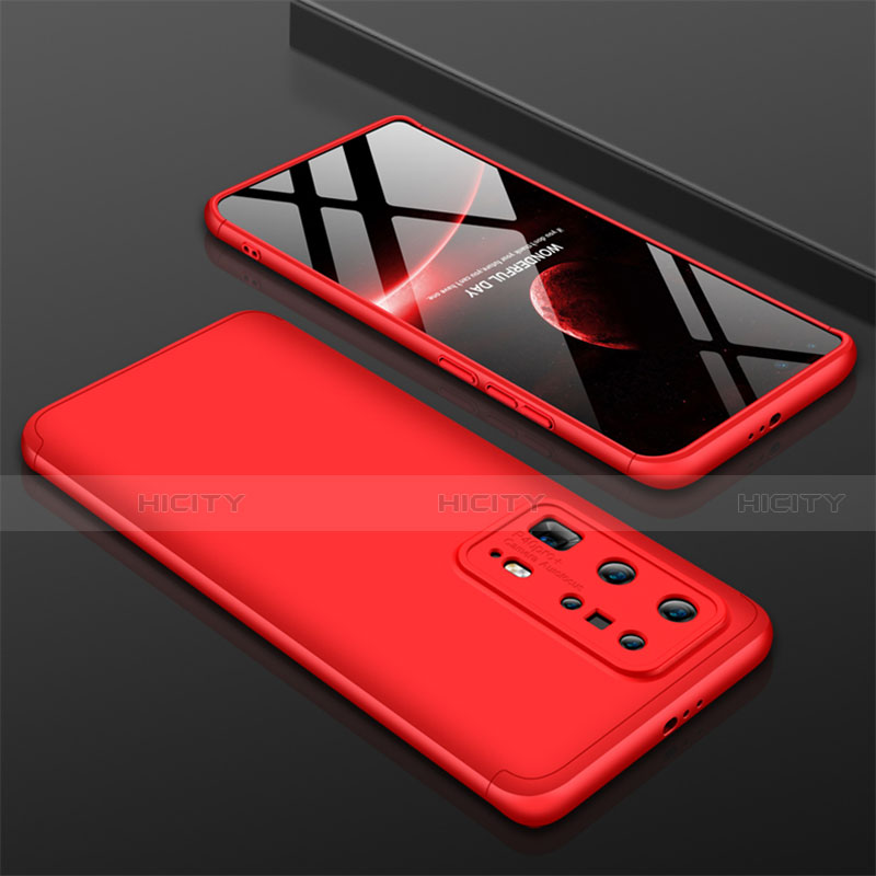 Funda Dura Plastico Rigida Carcasa Mate Frontal y Trasera 360 Grados M01 para Huawei P40 Pro+ Plus Rojo