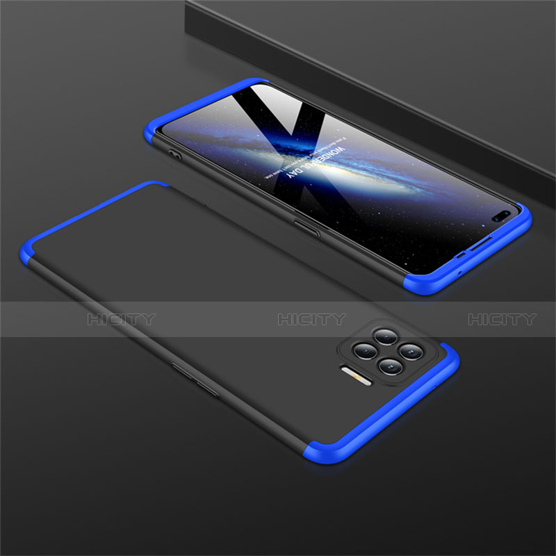 Funda Dura Plastico Rigida Carcasa Mate Frontal y Trasera 360 Grados M01 para Oppo A93 Azul y Negro