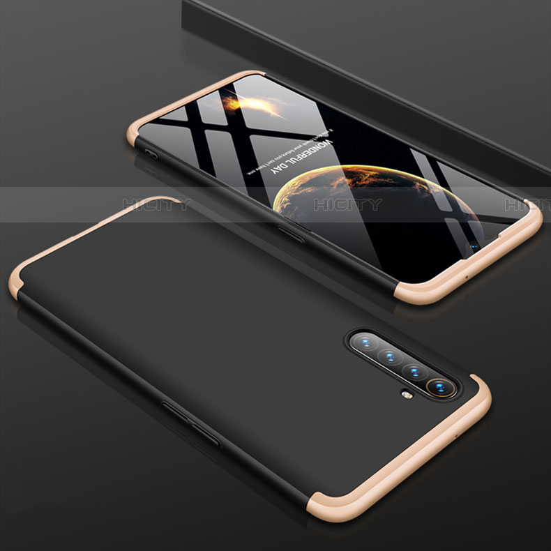 Funda Dura Plastico Rigida Carcasa Mate Frontal y Trasera 360 Grados M01 para Oppo K5 Oro y Negro