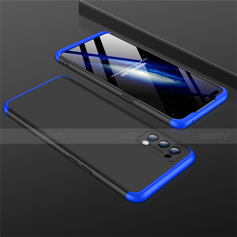 Funda Dura Plastico Rigida Carcasa Mate Frontal y Trasera 360 Grados M01 para Oppo Reno4 4G Azul y Negro