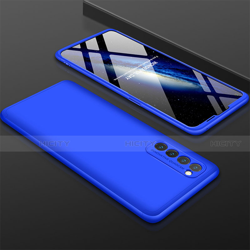 Funda Dura Plastico Rigida Carcasa Mate Frontal y Trasera 360 Grados M01 para Oppo Reno4 Pro 4G Azul