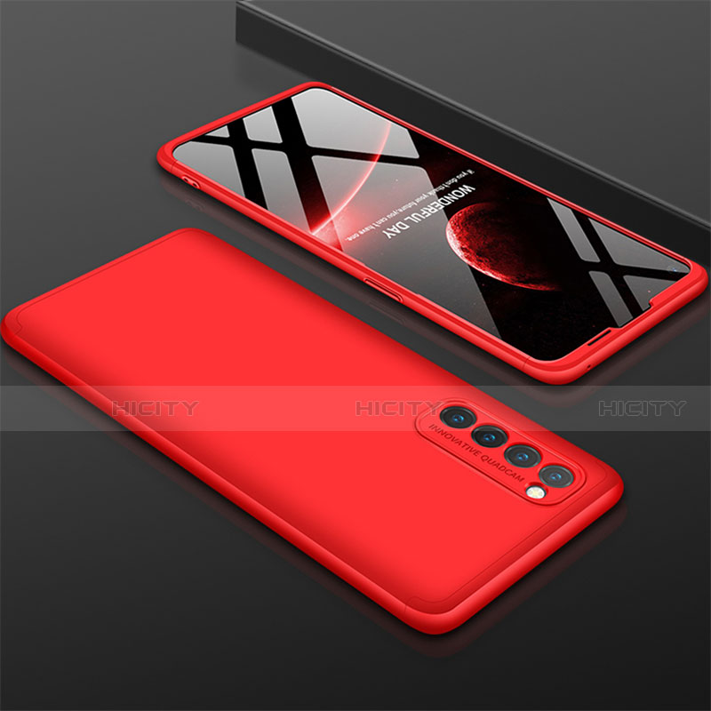 Funda Dura Plastico Rigida Carcasa Mate Frontal y Trasera 360 Grados M01 para Oppo Reno4 Pro 4G Rojo