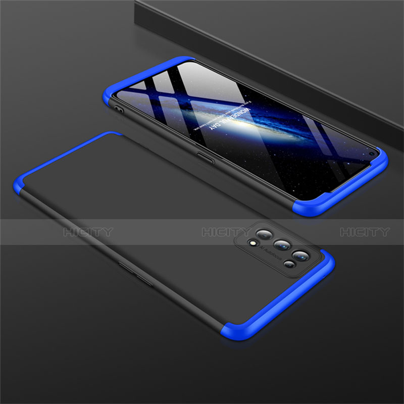 Funda Dura Plastico Rigida Carcasa Mate Frontal y Trasera 360 Grados M01 para Realme 7 Pro Azul y Negro