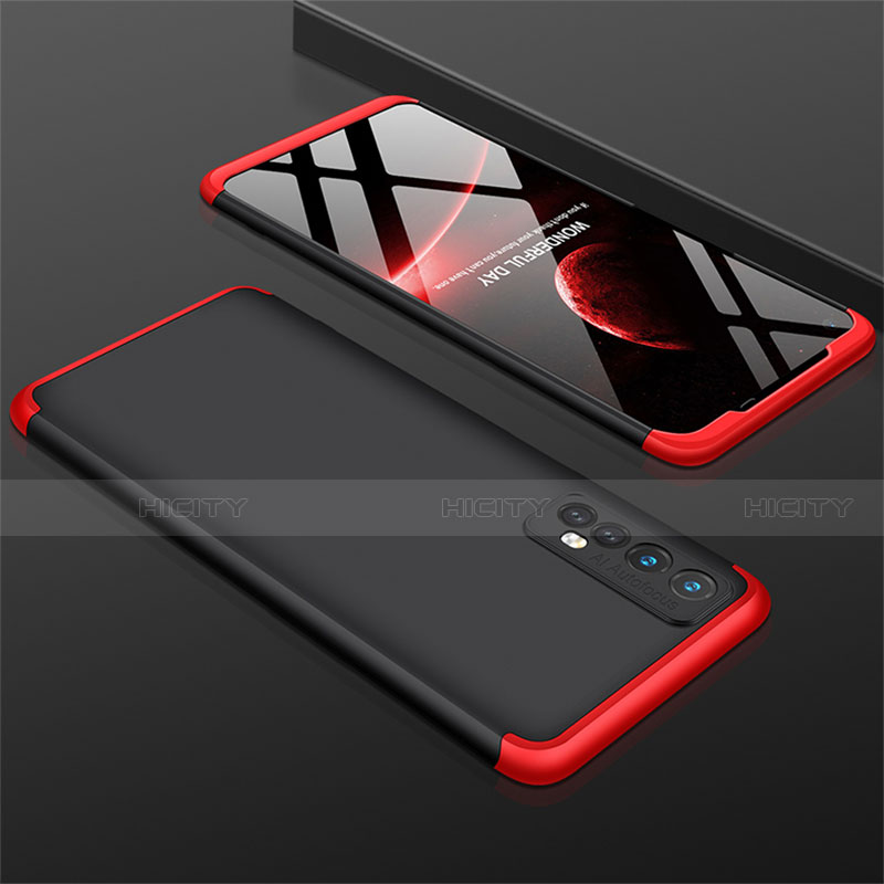 Funda Dura Plastico Rigida Carcasa Mate Frontal y Trasera 360 Grados M01 para Realme Narzo 20 Pro Rojo y Negro