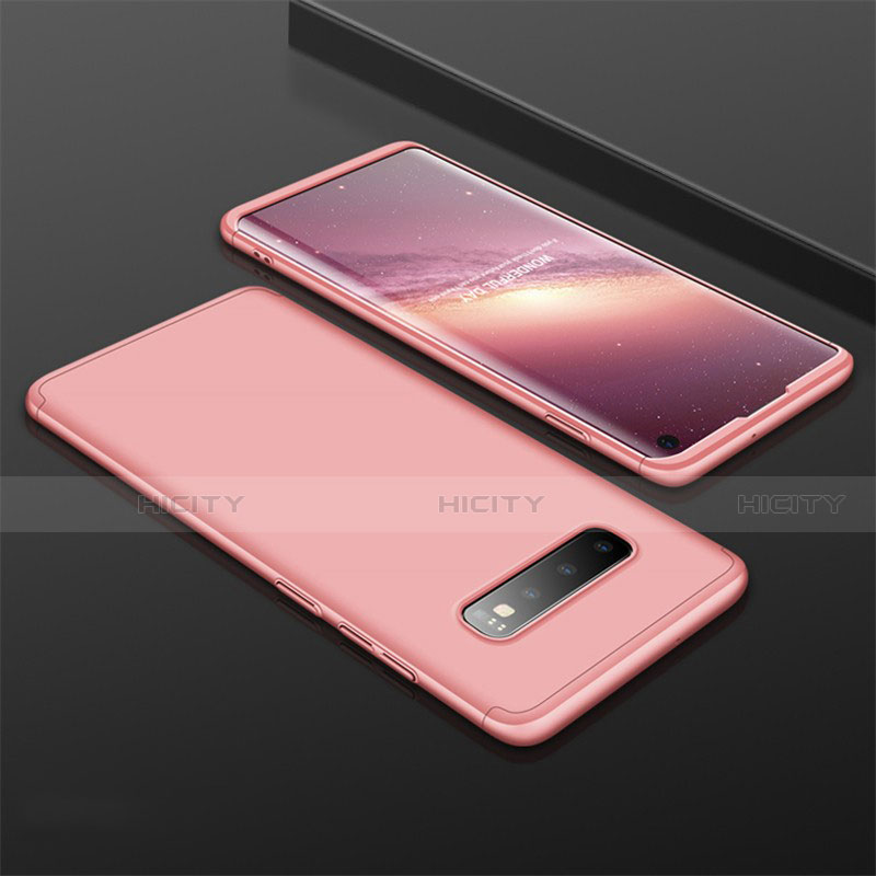 Funda Dura Plastico Rigida Carcasa Mate Frontal y Trasera 360 Grados M01 para Samsung Galaxy S10 5G Oro Rosa