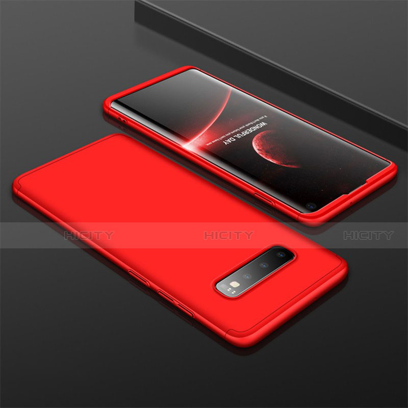 Funda Dura Plastico Rigida Carcasa Mate Frontal y Trasera 360 Grados M01 para Samsung Galaxy S10 Rojo