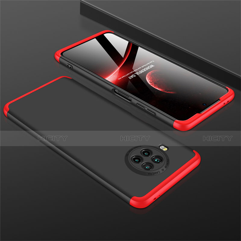 Funda Dura Plastico Rigida Carcasa Mate Frontal y Trasera 360 Grados M01 para Xiaomi Mi 10i 5G Rojo y Negro